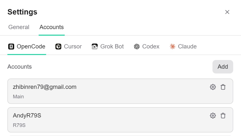 Actual Provider Usage Monitor account settings